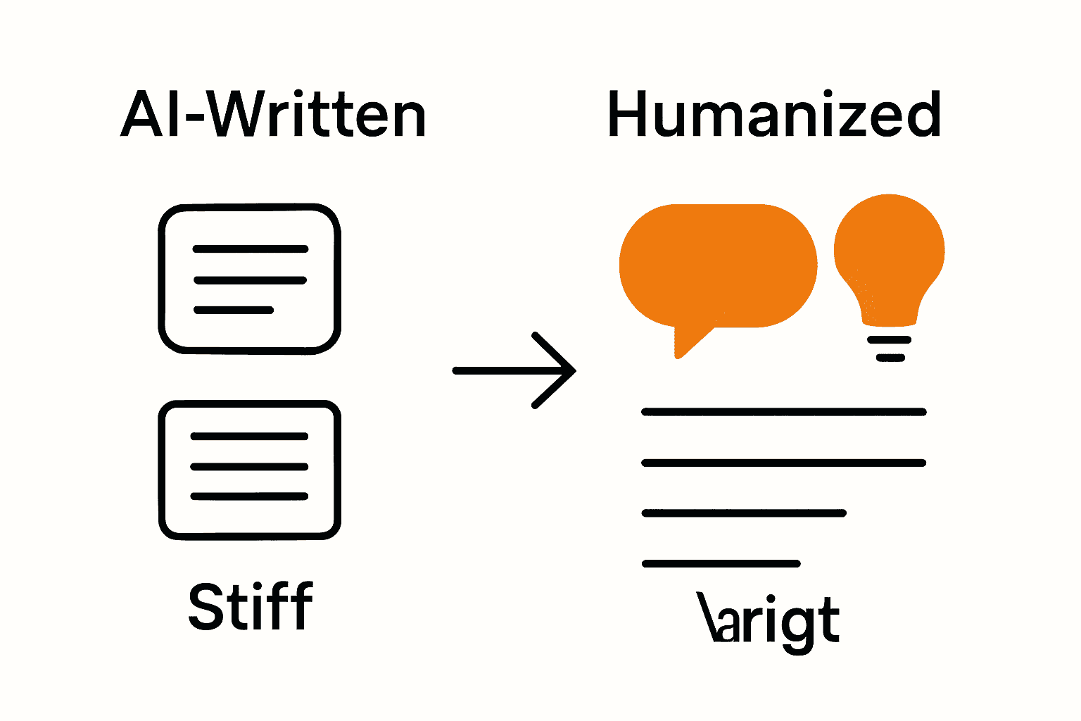 Infographic comparing AI-generated vs humanized text features
