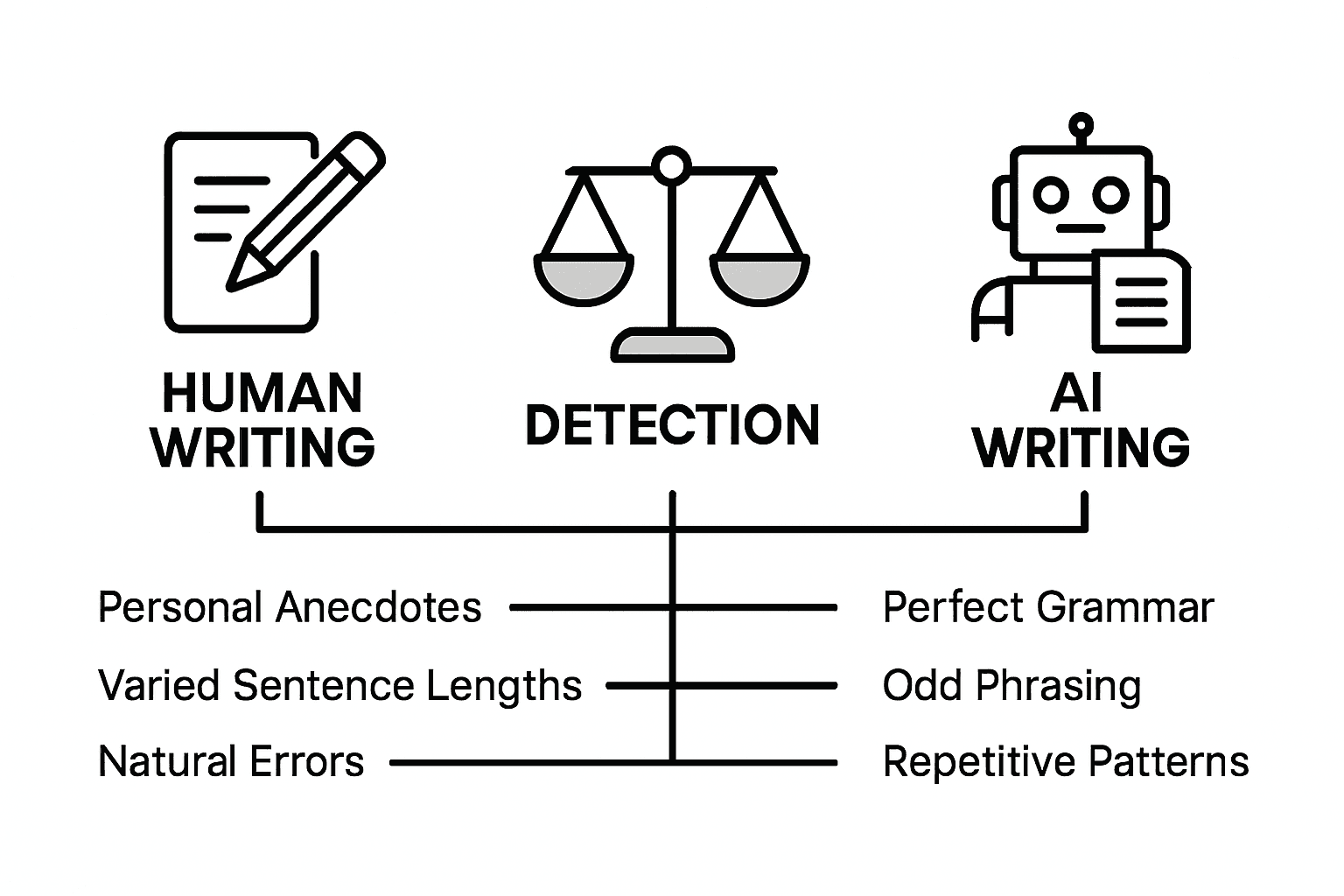Infographic: human vs AI essay writing traits