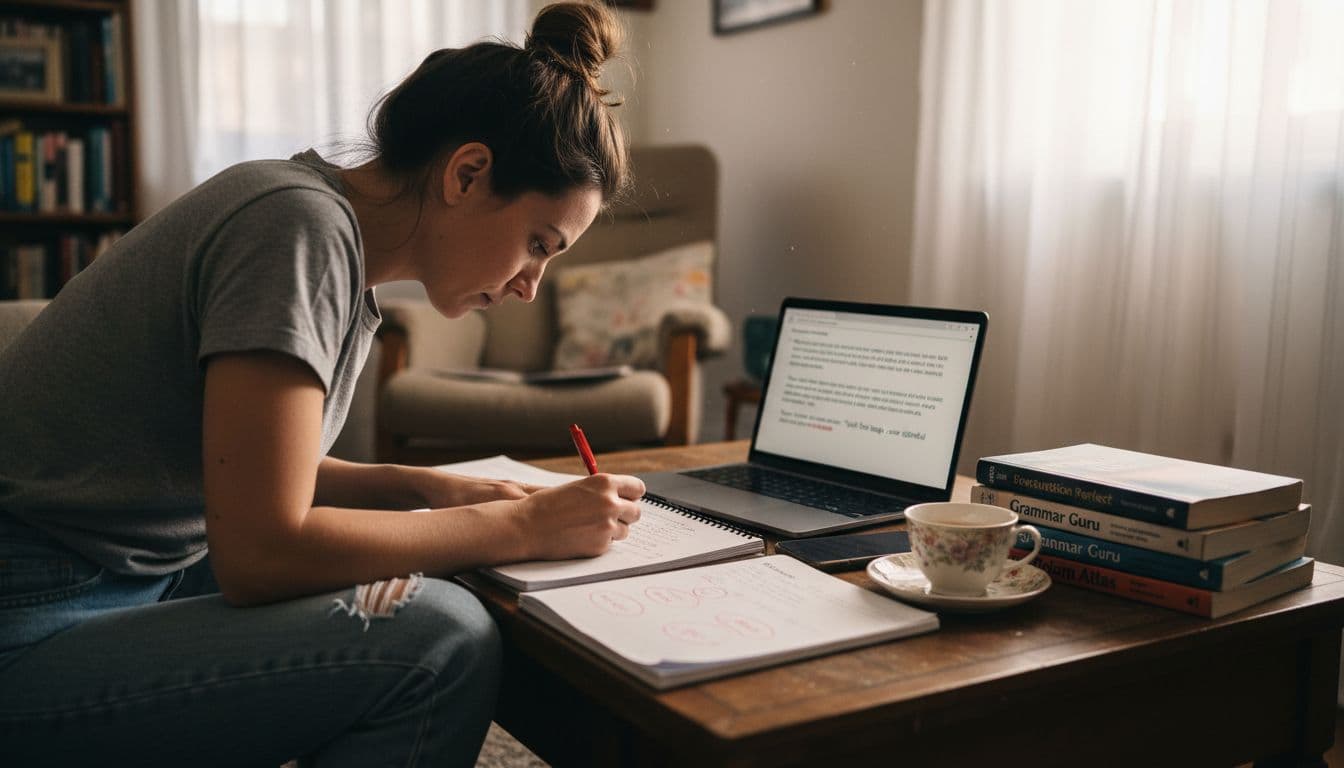 Writer humanizing AI-generated text at home