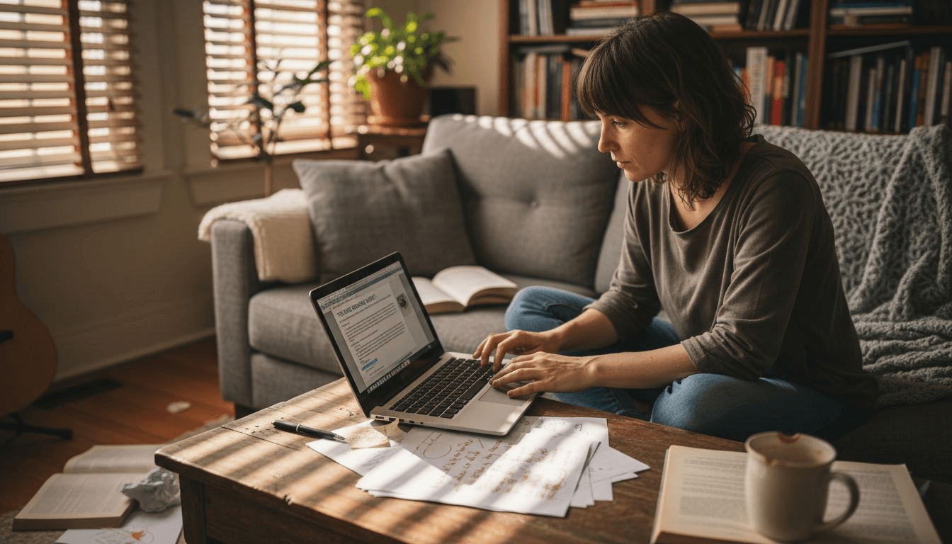 Writer editing text for accidental plagiarism
