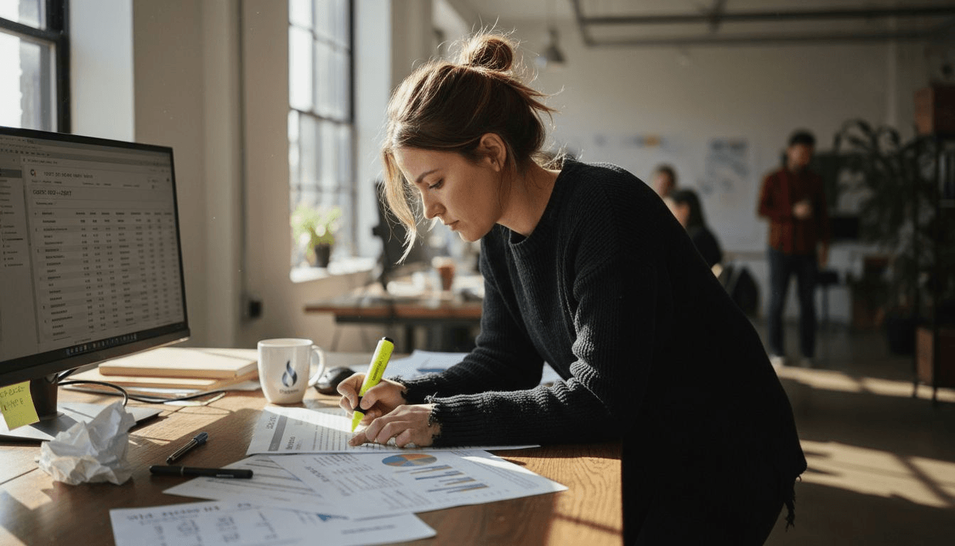 SEO strategist in agency workspace