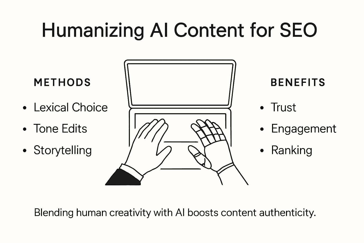 Infographic on AI humanization methods and results