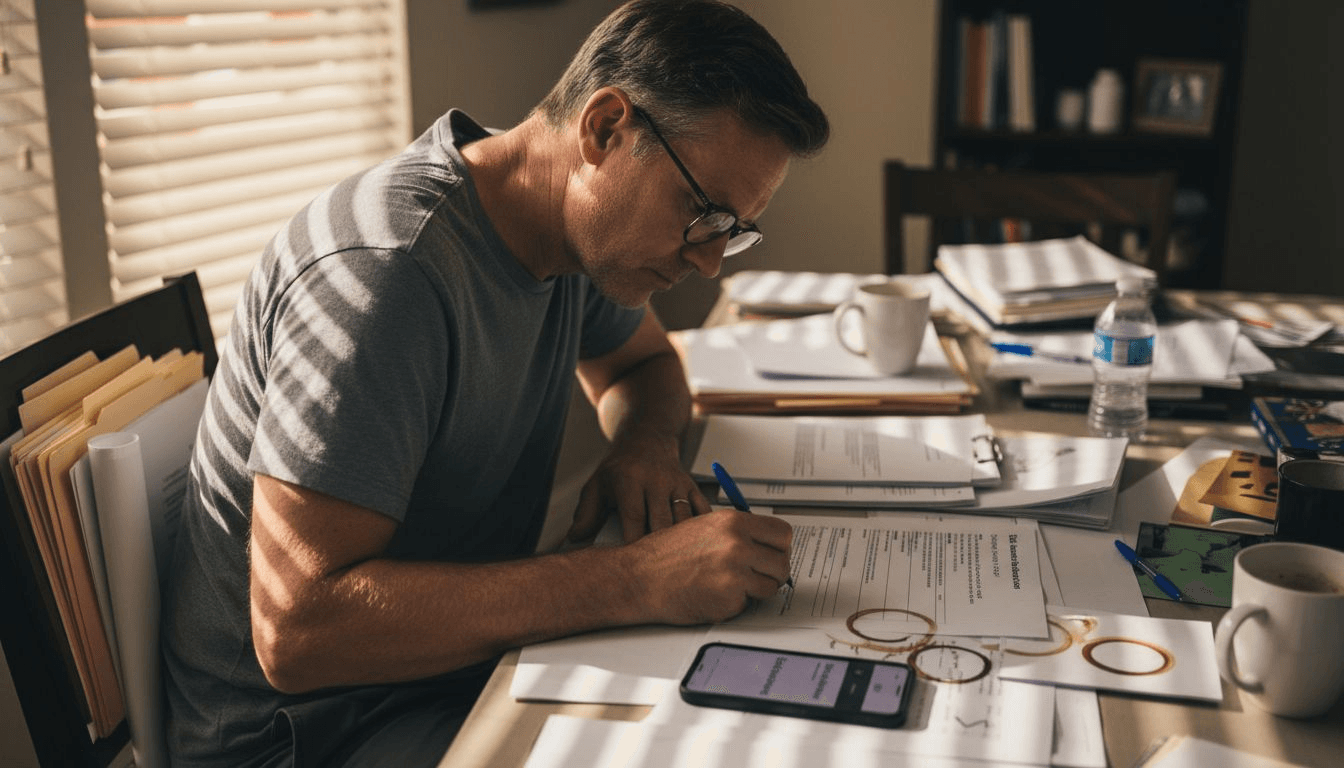 Man editing content at home workspace