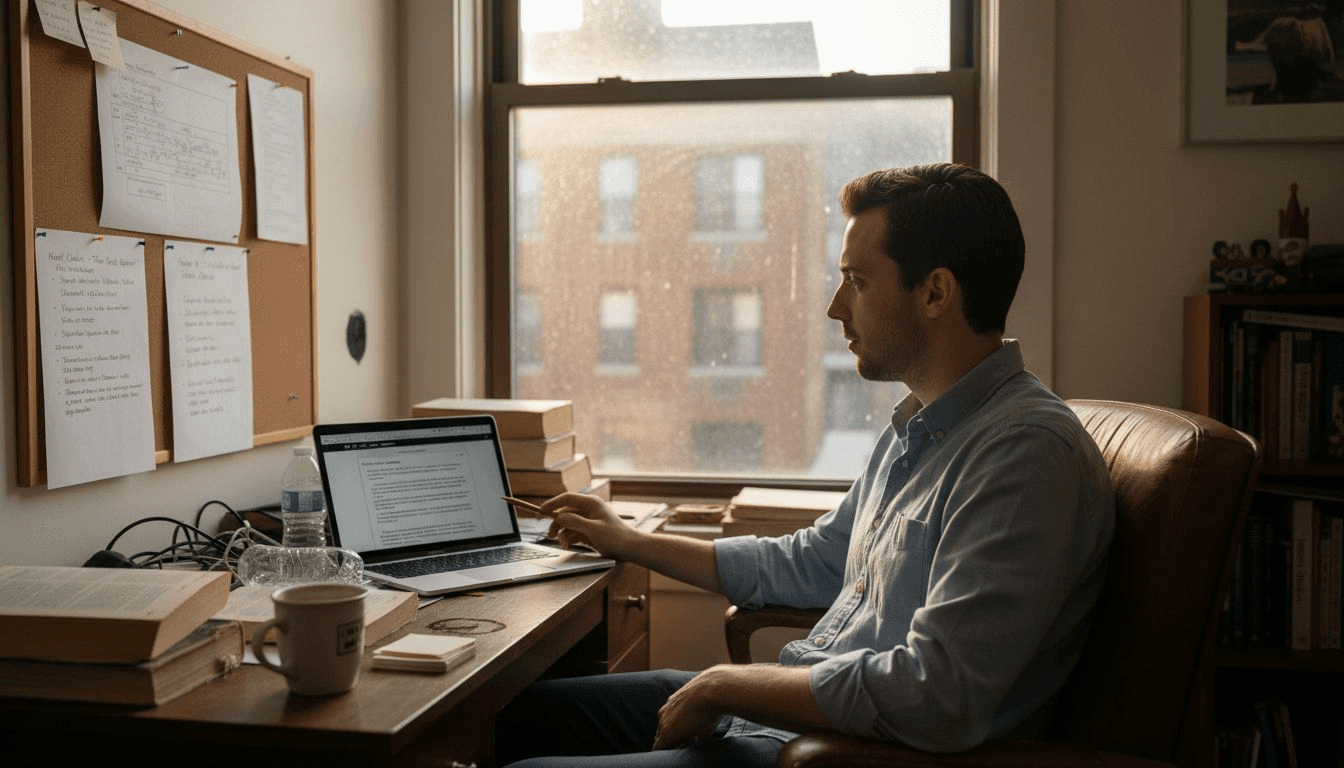 Writer outlining content creation process