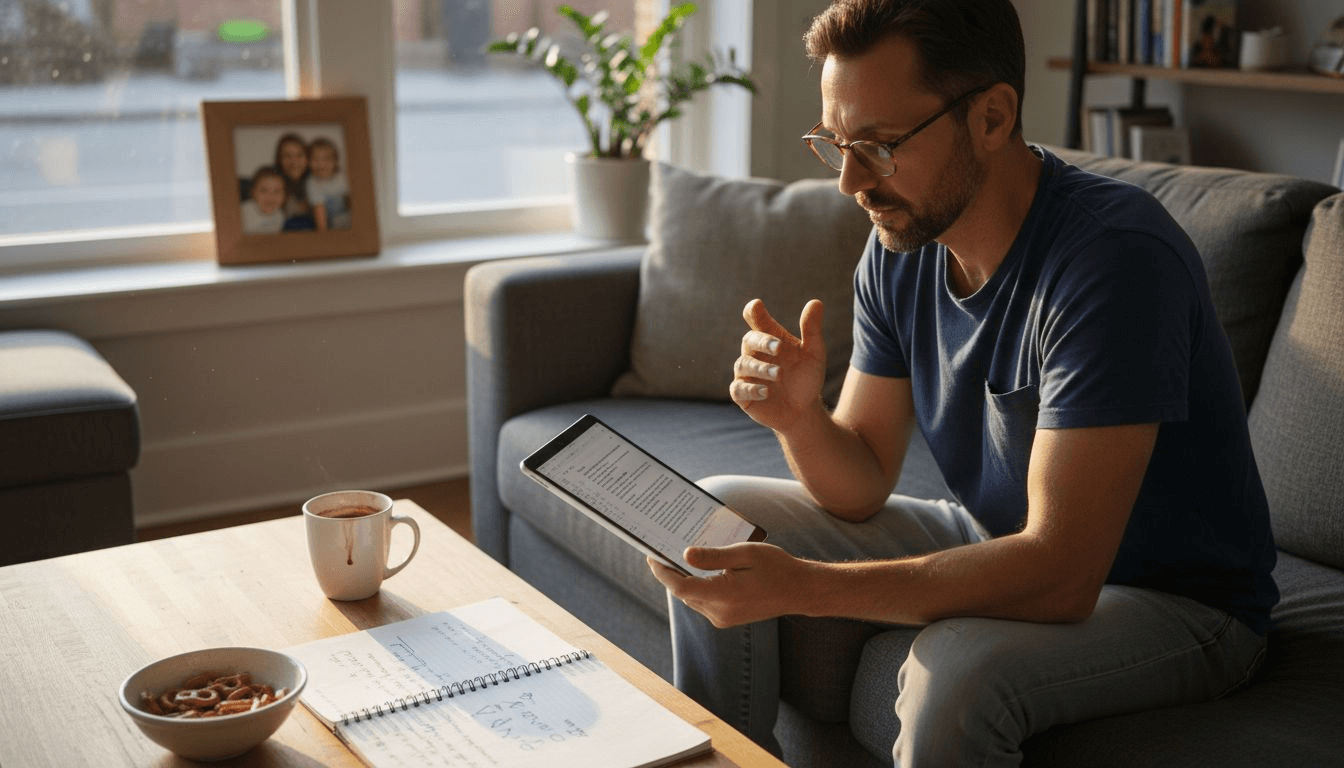 Copywriter editing digital content at home