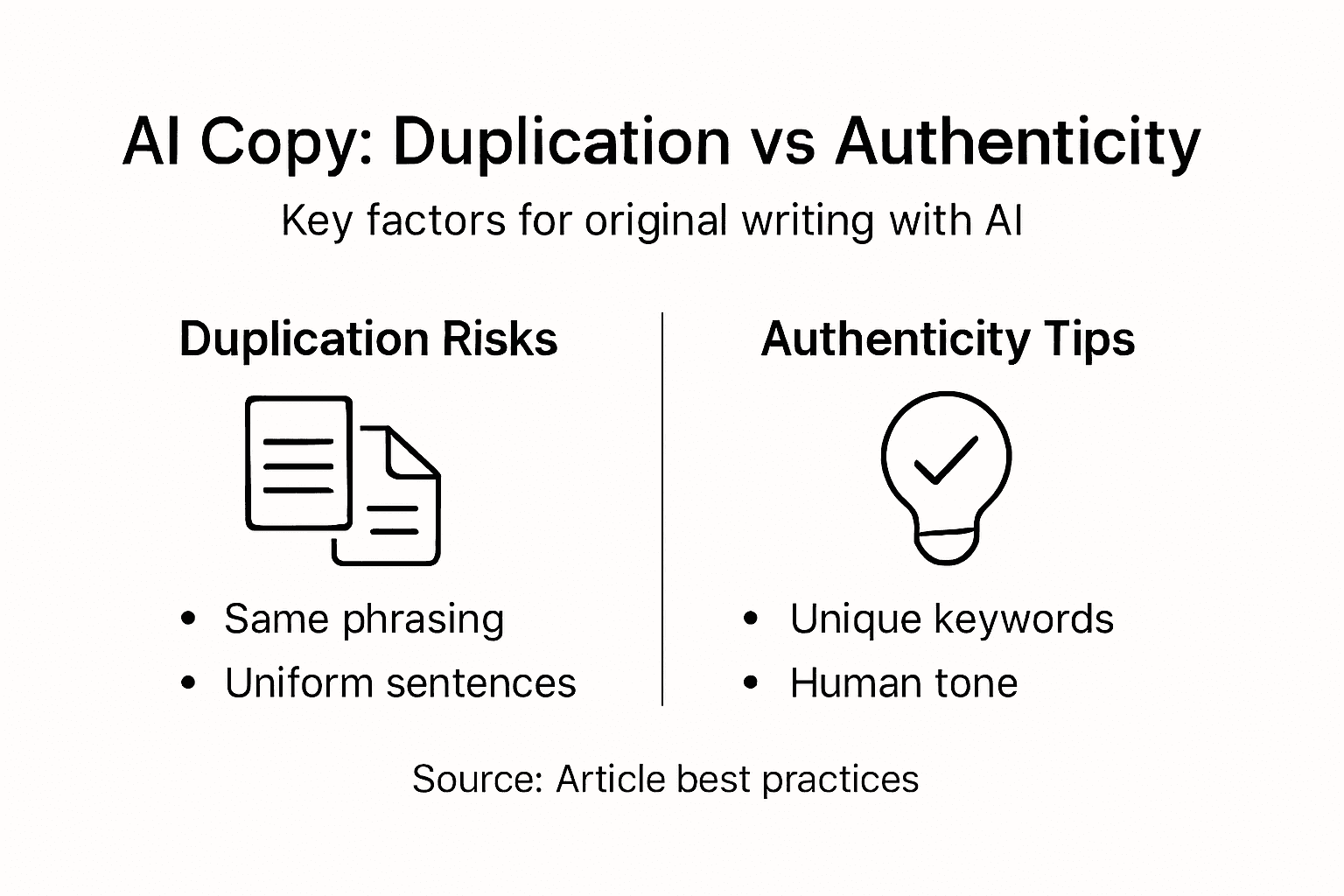 Infographic about AI content duplication and authenticity tips