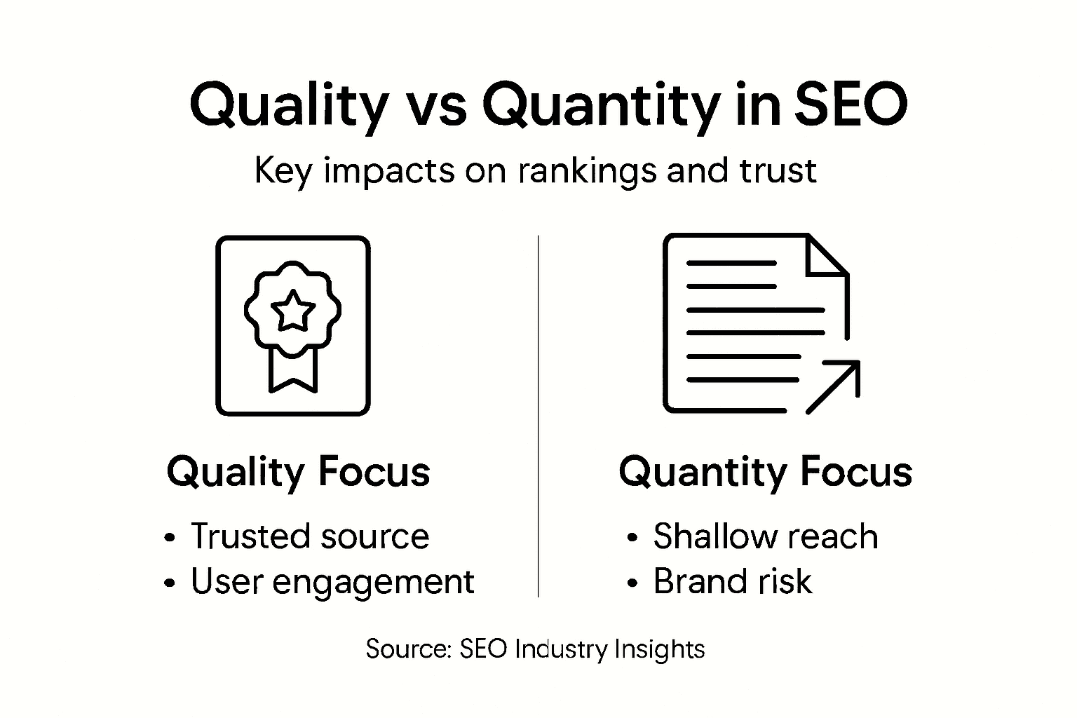 Infographic comparing quality and quantity in SEO