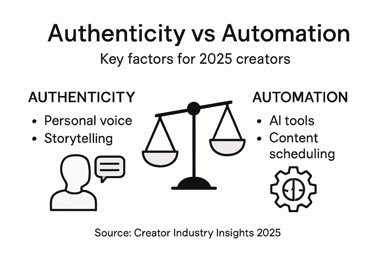 Infographic showing creator authenticity versus automation