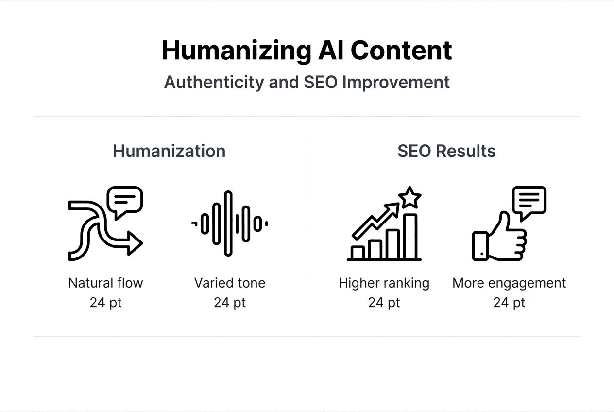 Infographic showing humanization and SEO benefits