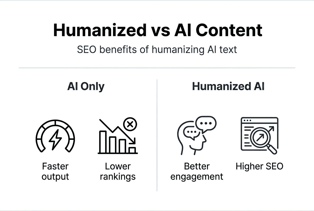 Infographic comparing AI and humanized content
