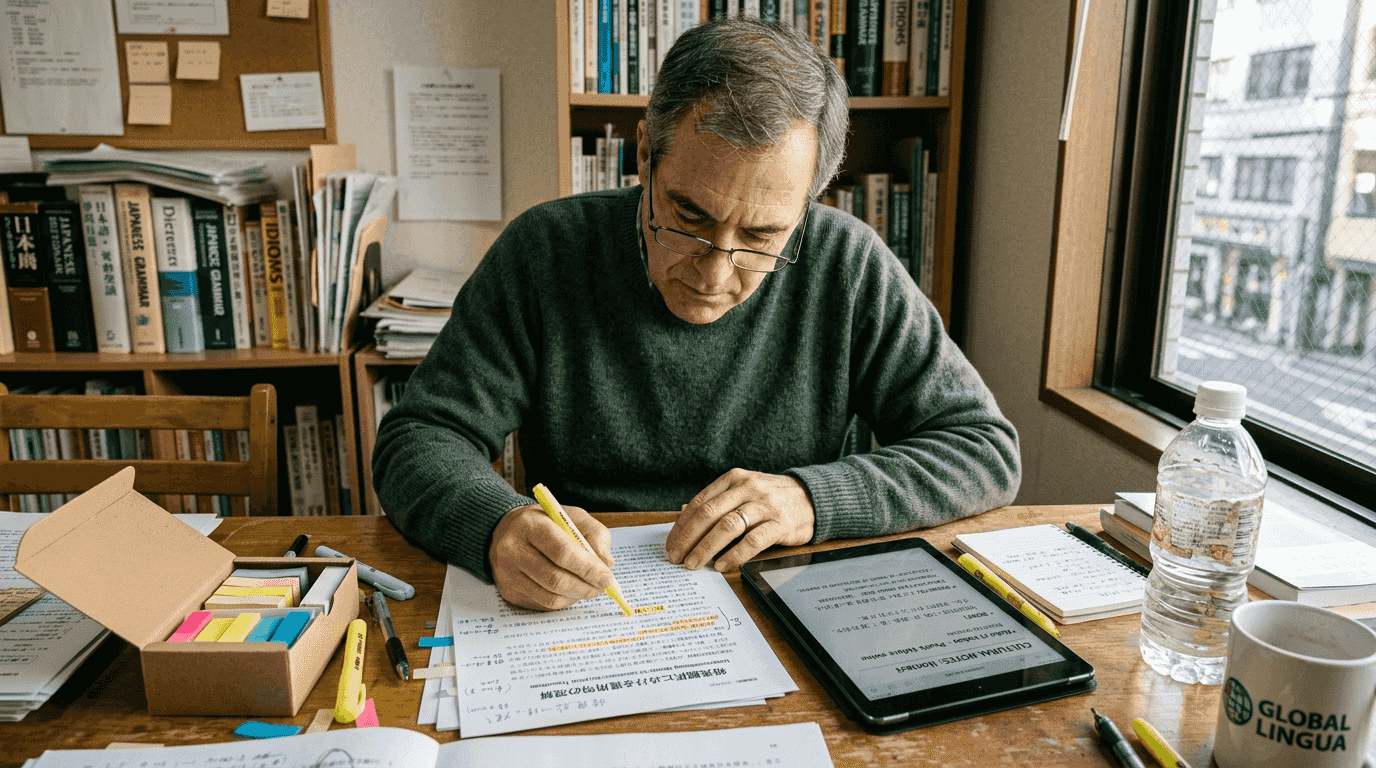 Translator annotating cultural and linguistic nuances