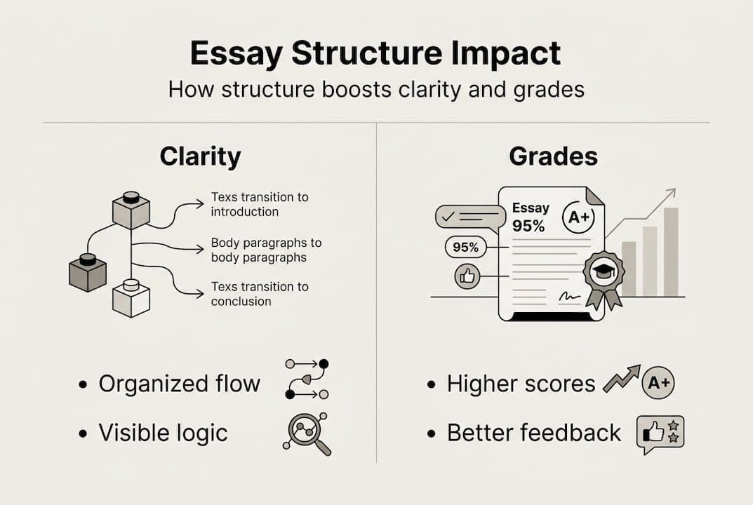 Infographic on essay structure and grades