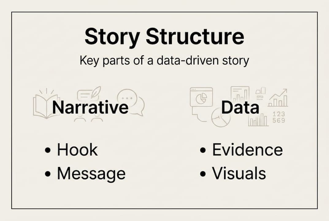 Infographic showing story structure and data elements