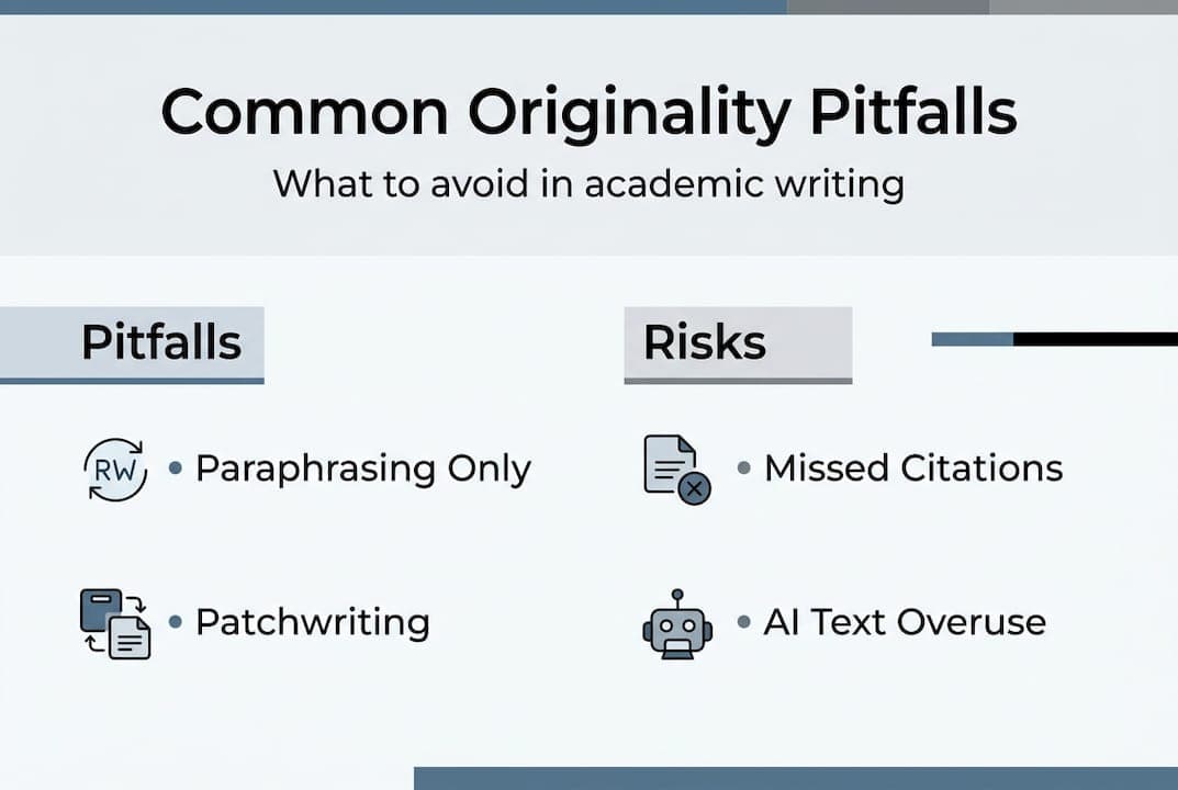 Infographic showing originality pitfalls and risks