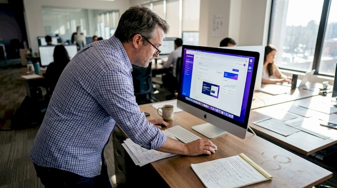 Editor adjusting visual placement in open office