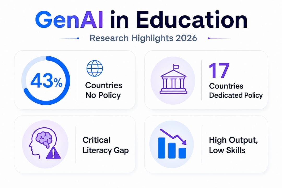 Infographic statistics on GenAI education research