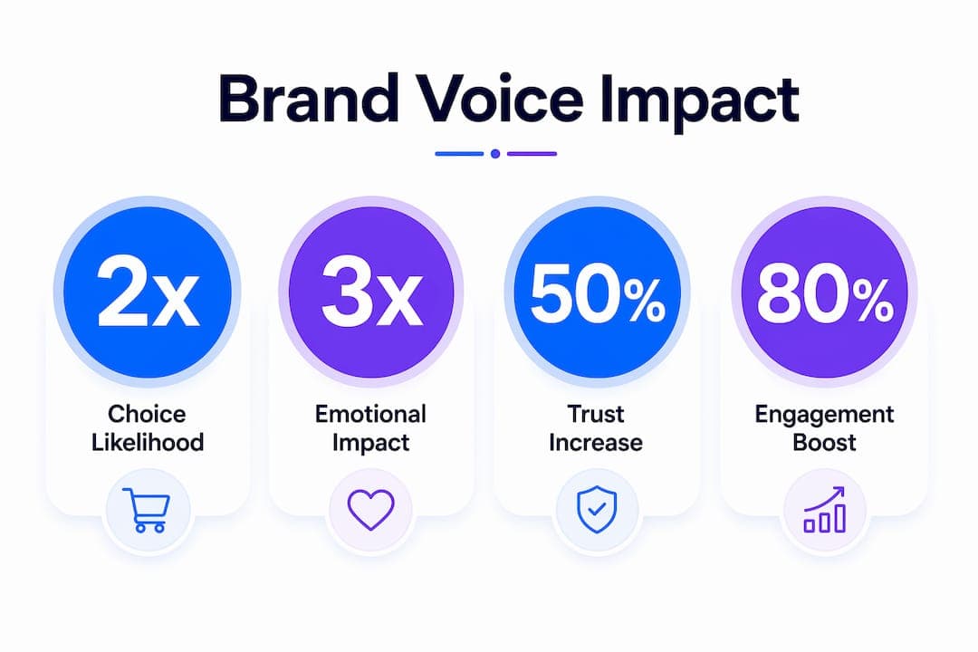 Infographic showing brand voice impact with key statistics