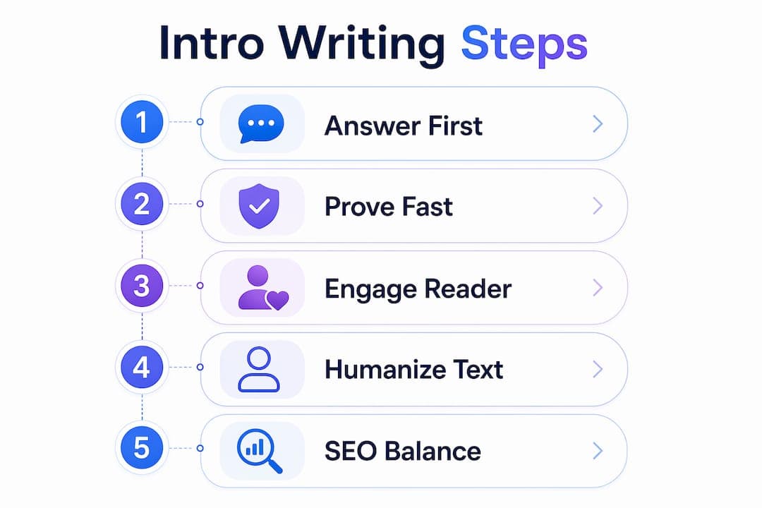 Infographic illustrating steps for writing compelling introductions
